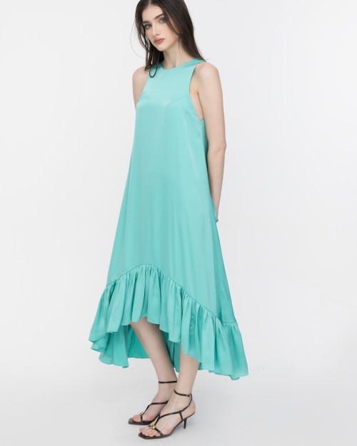 Sixdo SIXDO Sleeveless Flared Midi Silk Dress